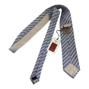 AD&C 1956 Milan Gray Striped 100% Linen Tie Hand Made In Italy 59"- 3" NWT